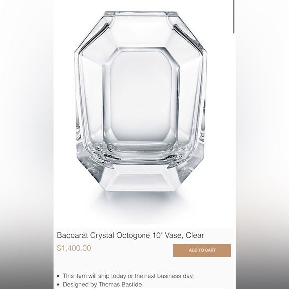 Baccarat White Glass Art Octagonal Vase - Picture 1 of 6